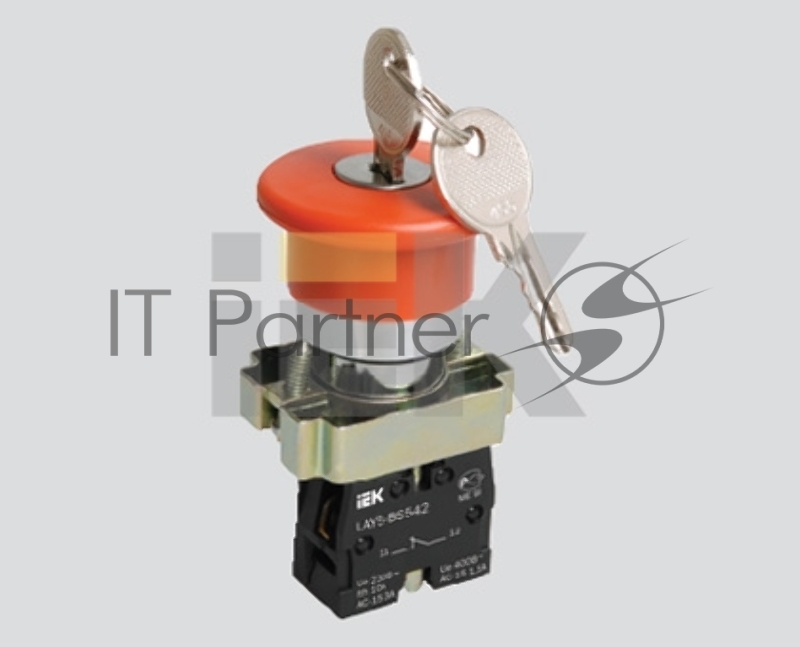 Кнопка LAY5-BS142 "Грибок" с ключом красн. 1з+1р IEK BBG50-LAY5-K04