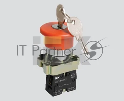 Кнопка LAY5-BS142 "Грибок" с ключом красн. 1з+1р IEK BBG50-LAY5-K04