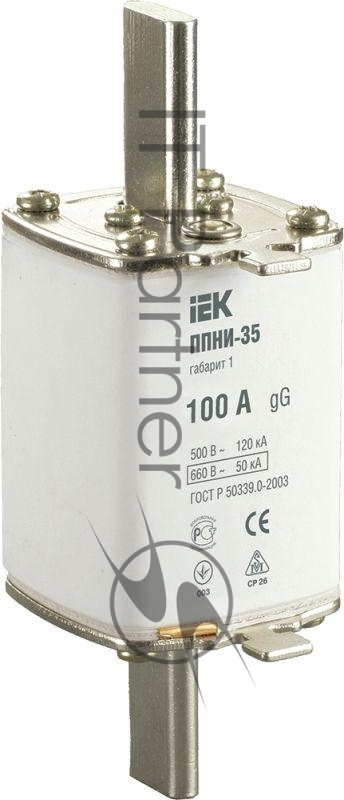 Вставка плавкая ППНИ-35 100А габарит 1 IEK DPP30-100