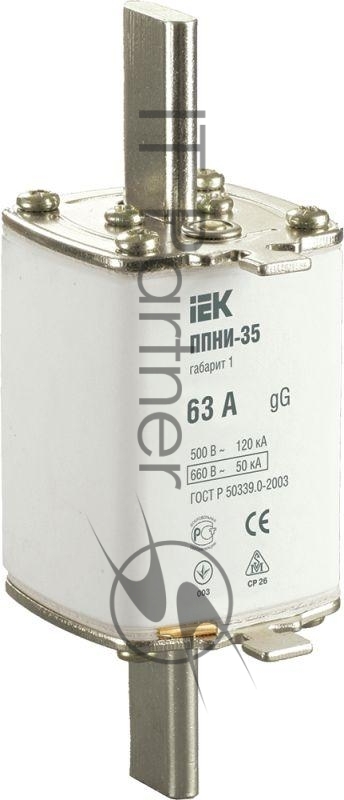 Вставка плавкая ППНИ-35 63А габарит 1 IEK DPP30-063