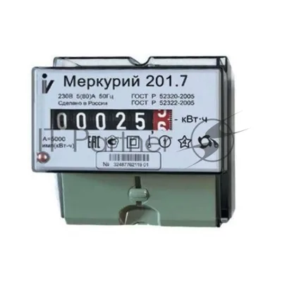 Счетчик "Меркурий" 201.7 1ф 5-60А 1 класс точн. 1 тариф. мех. табло DIN-рейка Инкотекс 32680