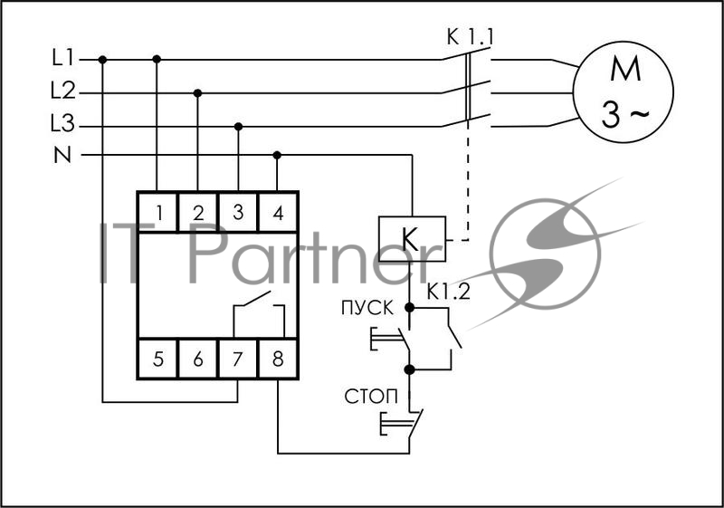 Реле контроля фаз CZF-B (3х400/230+N 8А 1перекл. IP20 монтаж на DIN-рейке) F&F EA04.001.002