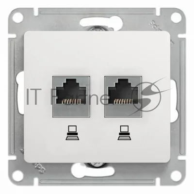 Механизм розетки комп. 2-м Glossa RJ45+RJ45 кат. 5е белый SchE GSL000185KK