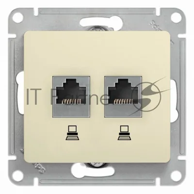 Механизм розетки комп. 2-м Glossa RJ45+RJ45 кат. 5е беж. SchE GSL000285KK