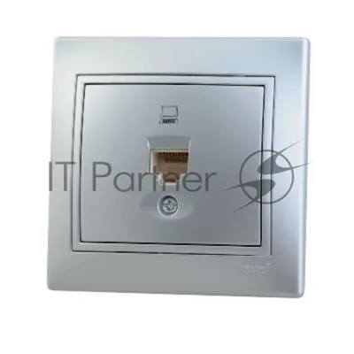 Розетка компьютерная 1-м СП Мира RJ45 метал. сер. Lezard 701-1010-139