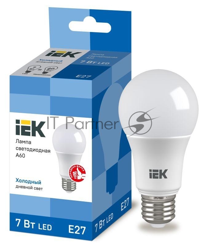 Лампа светодиодная IEK LLE-A60-7-230-65-E27 ECO A60 7Вт грушевидная 230В 6500К E27