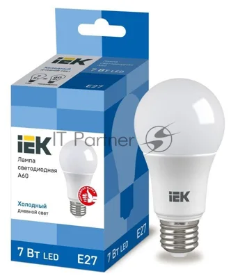 Лампа светодиодная IEK LLE-A60-7-230-65-E27 ECO A60 7Вт грушевидная 230В 6500К E27