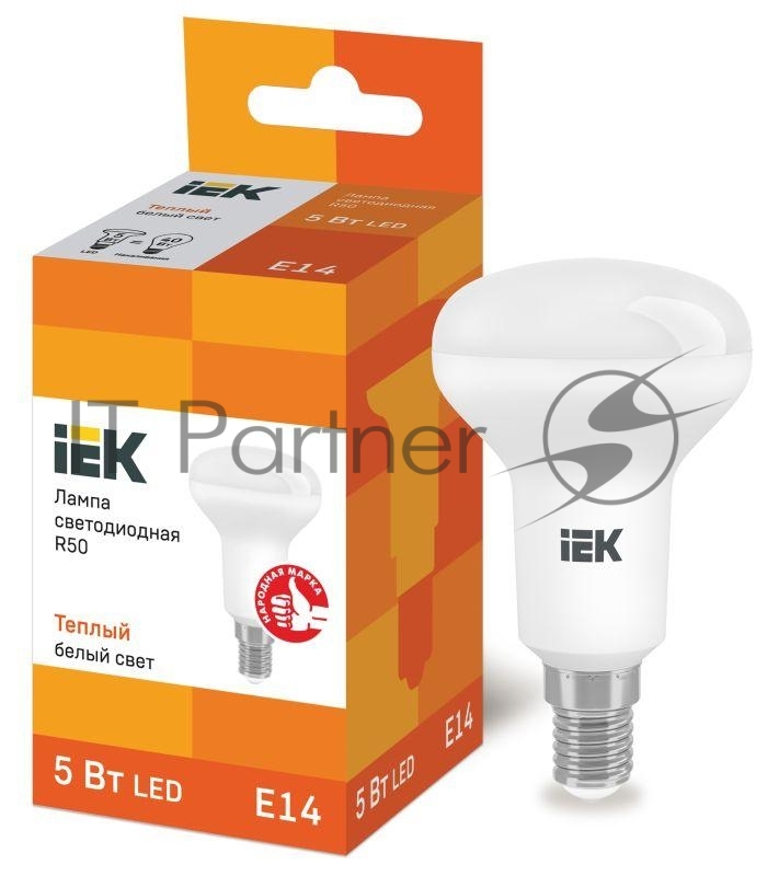 Лампа светодиодная IEK LLE-R50-5-230-30-E14 ECO R50 5Вт 3000К теплый белый E14 450лм 230-240В