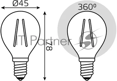 Лампа светодиодная Filament Шар E14 5Вт 4100К Gauss 105801205