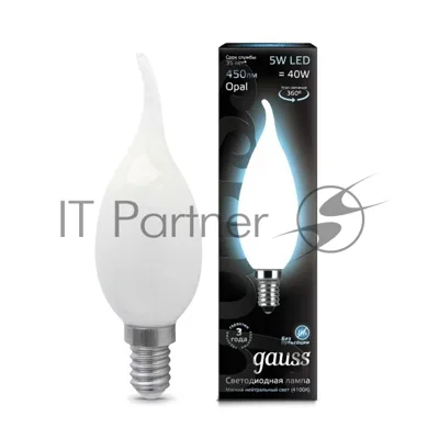 Лампа светодиодная Filament Свеча на ветру E14 5Вт 4100К OPAL GAUSS 104201205