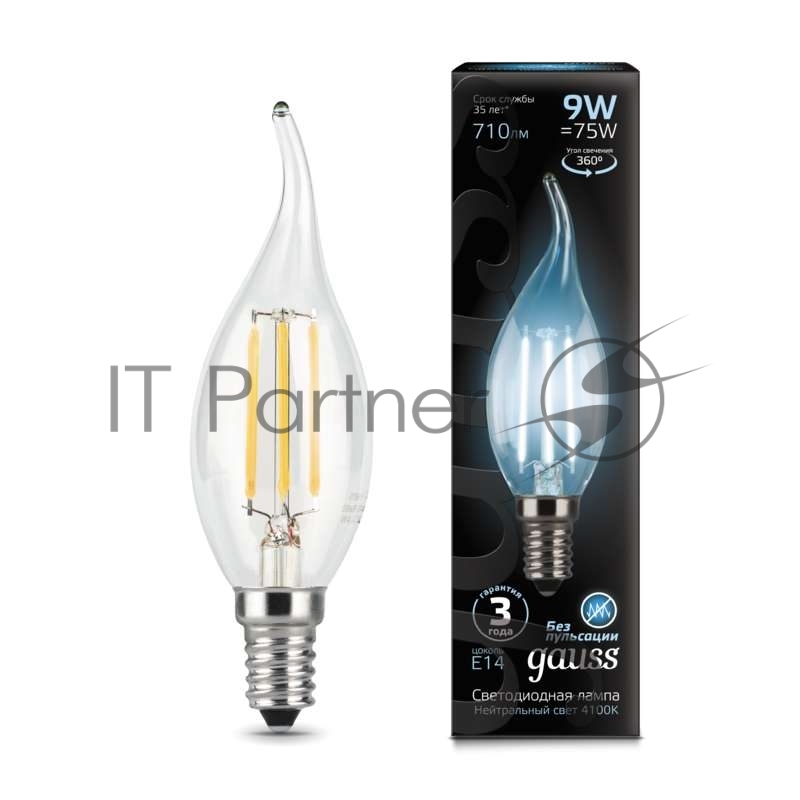 Лампа светодиодная Filament Свеча на ветру E14 9Вт 4100К Gauss 104801209