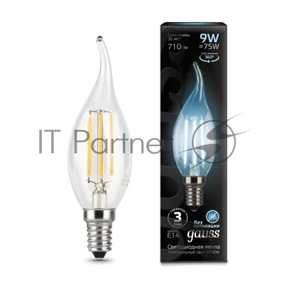 Лампа светодиодная Filament Свеча на ветру E14 9Вт 4100К Gauss 104801209