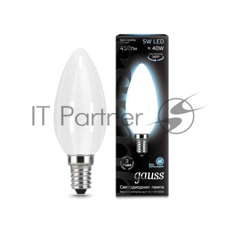 Лампа светодиодная Gauss Filament Свеча E14 5Вт 4100К OPAL