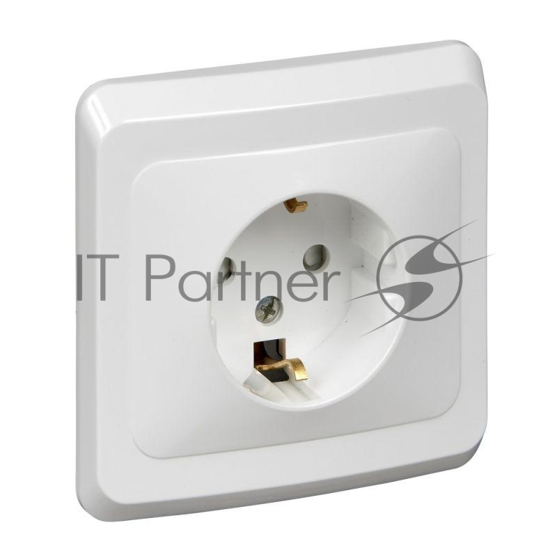 Розетка 1-м СП Этюд 16А защ. шторки с заземл. бел. SchE PC16-004B