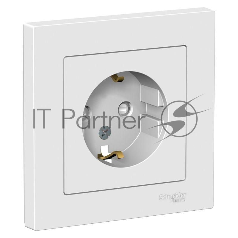 Розетка AtlasDesign с заземл. защ. шторки 16А в сборе белый SchE ATN000144