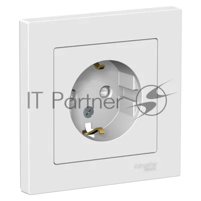 Розетка AtlasDesign с заземл. защ. шторки 16А в сборе белый SchE ATN000144
