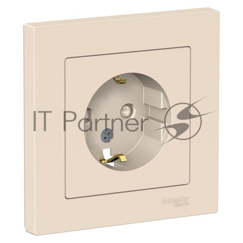 Розетка AtlasDesign с заземл. защ. шторки 16А в сборе беж. SchE ATN000244