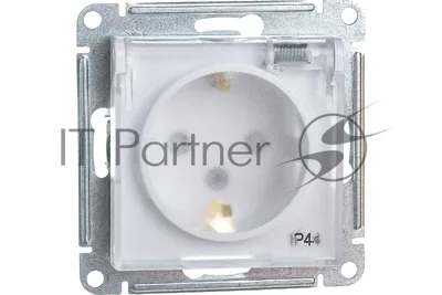 Механизм розетки 1-м СП AtlasDesign AQUA с заземл. защ. шторки с защ. крышкой 16А IP44 белый, SchE ATN440146