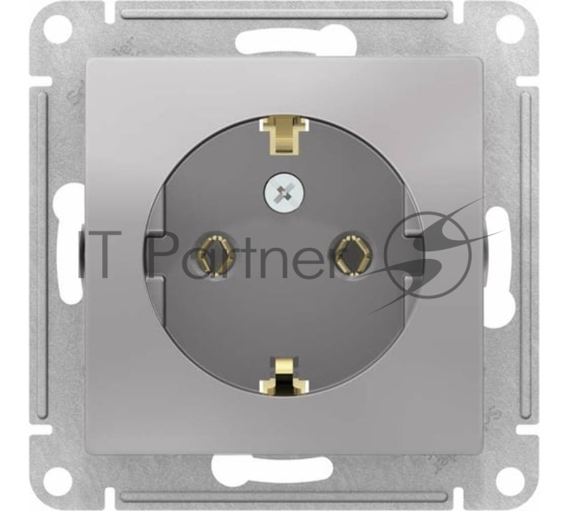 Механизм розетки 1-м СП AtlasDesign с заземл. 16А алюм. SchE ATN000343