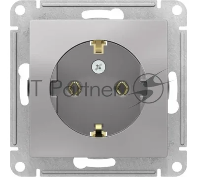 Механизм розетки 1-м СП AtlasDesign с заземл. 16А алюм. SchE ATN000343