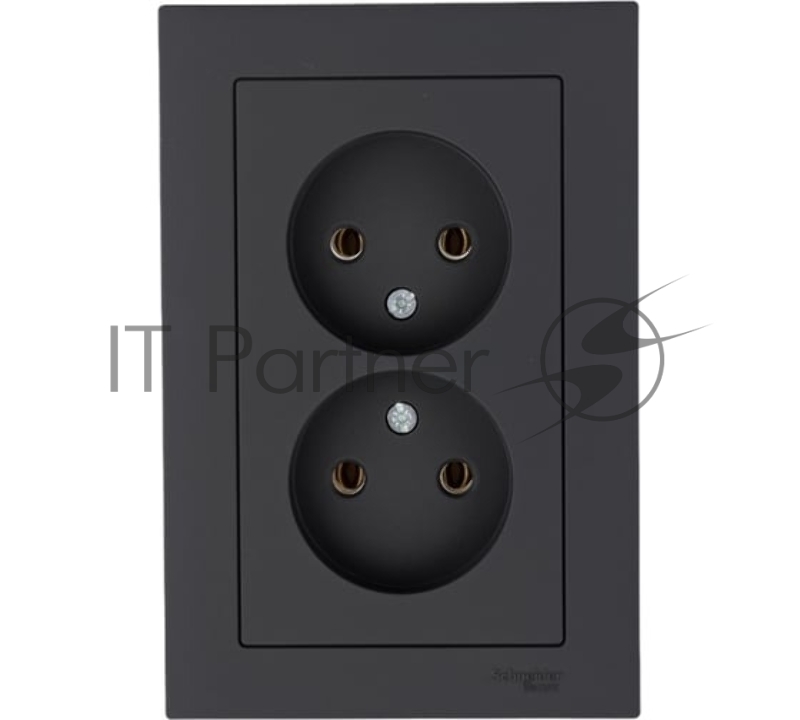 Розетка 2-м AtlasDesign без заземл. 16А в сборе карбон SchE ATN001020