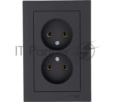 Розетка 2-м AtlasDesign без заземл. 16А в сборе карбон SchE ATN001020