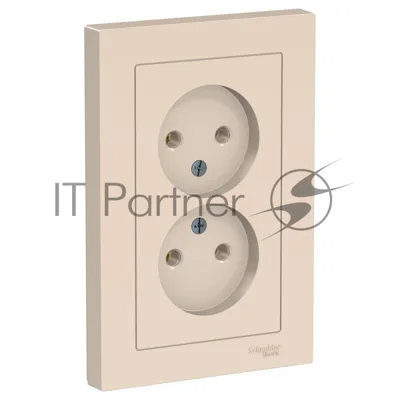 Розетка 2-м ATLAS DESIGN без заземл. 16А в сборе беж. SchE ATN000220