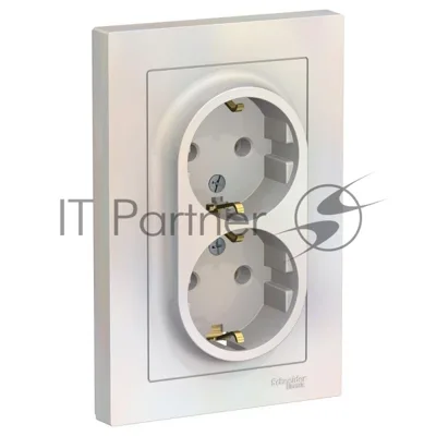 Розетка 2-м AtlasDesign с заземл. 16А в сборе жемчуг SchE ATN000424