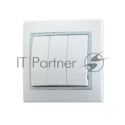 Выключатель 3-кл. СП Мира 10А IP20 бел./сер. LEZARD 701-0215-109