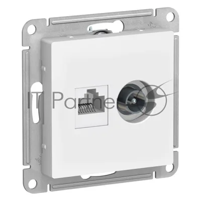 Механизм розетки 2-м AtlasDesign комп. RJ45 кат.5E+TV белый SchE ATN000189
