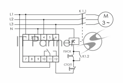Реле контроля фаз CZF-310 (1 модуль; монтаж на DIN-рейке; 3х400/230+N 8А 1NO/NC IP20) F&F EA04.001.005