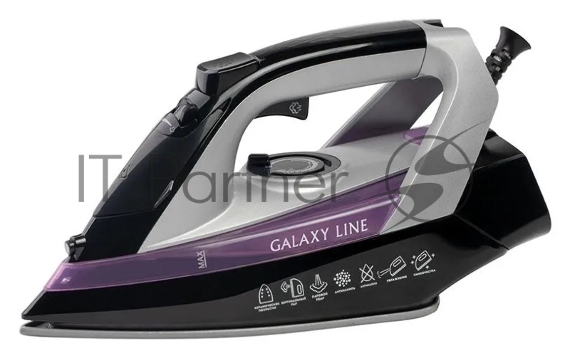 Утюг Galaxy Line GL 6128 фиолетовый/черный, 2200 Вт, 30 г/мин, 140 г/мин, 150 мл