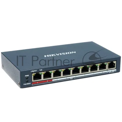 Коммутатор Hikvision DS-3E0109P-E(C), 8×100 Мбит/с PoE + 1×100 Мбит/с, неуправляемый