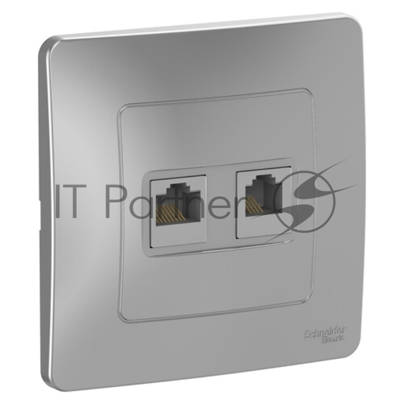 Розетка компьютерная двойная RJ45+RJ45, кат.5E, механизм, алюминий