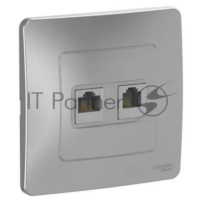 Розетка компьютерная двойная RJ45+RJ45, кат.5E, механизм, алюминий