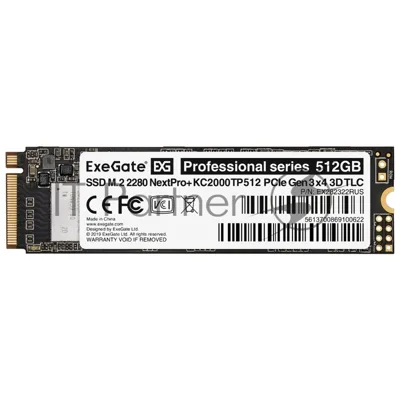 Накопитель SSD ExeGate NextPro+ KC2000TP512, 512Gb, M.2 2280, PCIe 3.0 x4, NVMe, R/W 1600/1200
