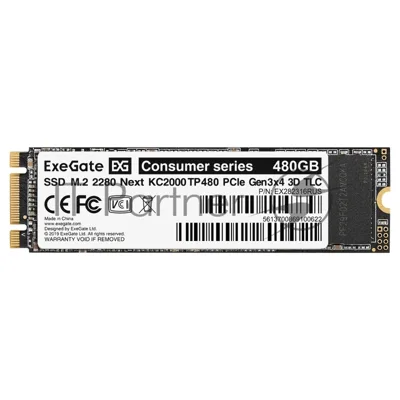 Накопитель SSD ExeGate Next KC2000TP480, 480Gb, M.2 2280, PCIe 3.0 x4, NVMe, R/W 1500/1100