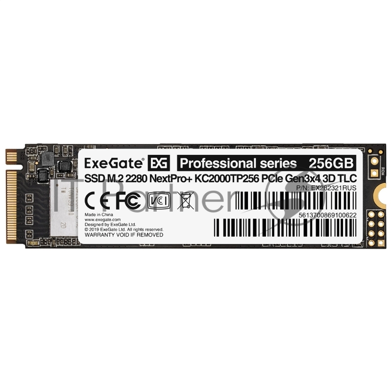 Накопитель SSD ExeGate NextPro+ KC2000TP256, 256Gb, M.2 2280, PCIe 3.0 x4, NVMe, R/W 1500/900