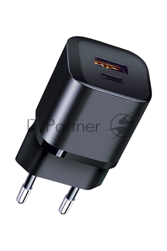 Сетевое зарядное устройство Qumo Energy PD 20W (Charger 0071), два порта: Type-C PD + USB-A QC3.0, черный