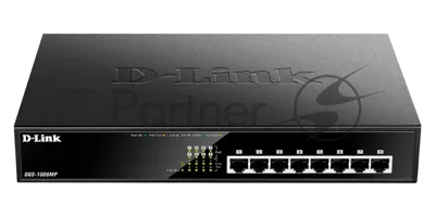 Коммутатор D-Link DGS-1008MP/B1A, 8×1 Гбит/с, неуправляемый