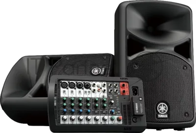 Система звукоусиления Yamaha STAGEPAS400BT портативная, 400 Вт, 2 х 8"+1", 8-канальный микшер (4 моно/линейных входа + 4 моно/2 стерео линейных входа), Входы Hi-Z (с высоким сопротивлением), Bluetooth