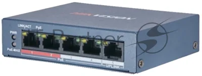 Коммутатор Hikvision DS-3E0105P-E/M(B), 4×100 Мбит/с PoE + 1×100 Мбит/с Uplink, неуправляемый