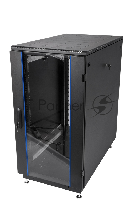 Шкаф телекоммуникационный напольный 18U (600x800) дверь стекло, черный (ШТК-М-18.6.8-1ААА-9005)