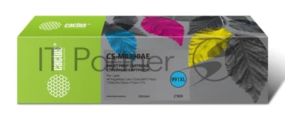 Картридж струйный Cactus CS-M0J90AE (991XL) голубой (250 мл) для HP PW 755dn/MFP774dn/779dn/Pro750dw/772dn