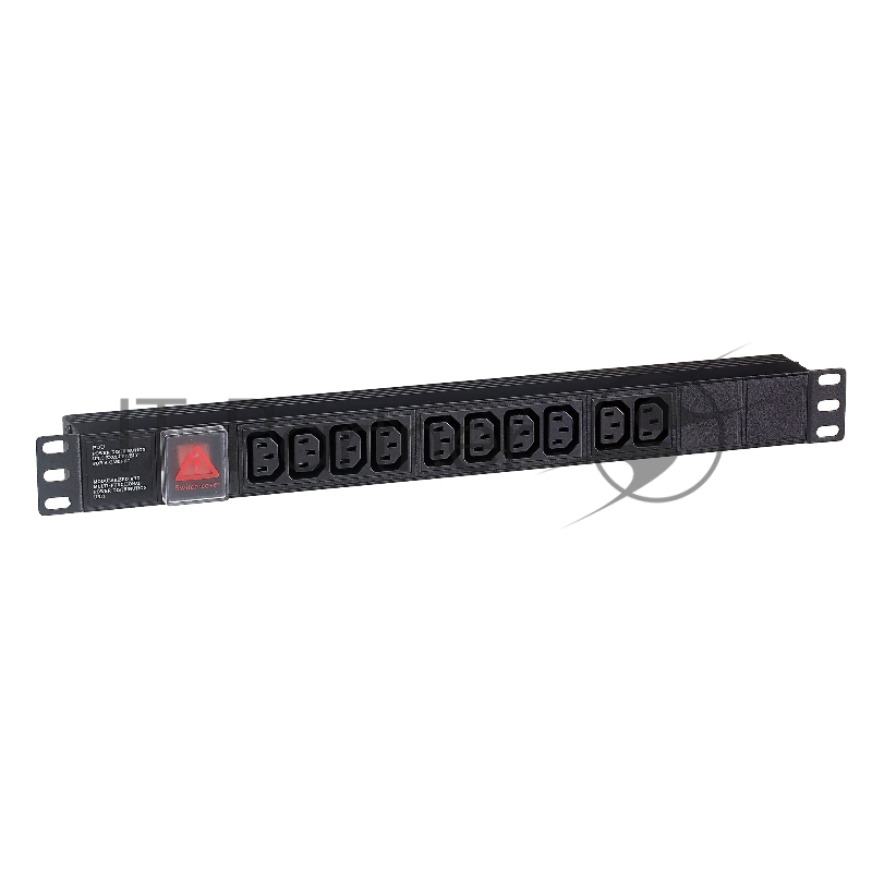 Блок розеток горизонтальный ExeGate ServerPro PDU-19H001 Al-10С13-C14-SW, 1U, Алюминий, 10 IEC 320 C13, С14, выкл. с подсветкой, черный