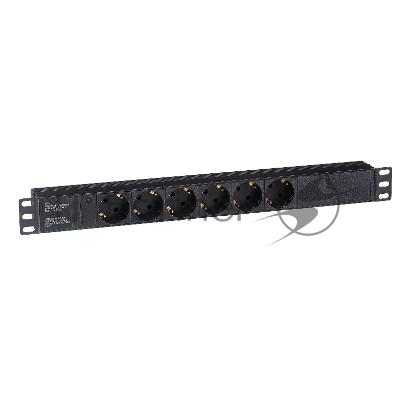 Блок розеток горизонтальный ExeGate ServerPro PDU-19H601 Al-6S-C14, 19", 1U, Алюминий, 6 Schuko, С14, черный