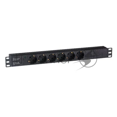 Блок розеток горизонтальный ExeGate ServerPro PDU-19H601 Al-6S-C14, 19", 1U, Алюминий, 6 Schuko, С14, черный