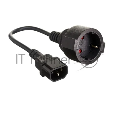 Кабель-переходник (UPS->розетка) ExeGate Power EC-30P (C14->Евророзетка) VDE-250V-3*0.75-CU, 0.15м