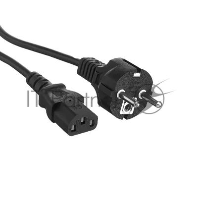 Кабель питания ExeGate Power PC-3P (Евровилка Schuko->С13) VDE-250V-3*1.0-CU, 10A, черный, 3м