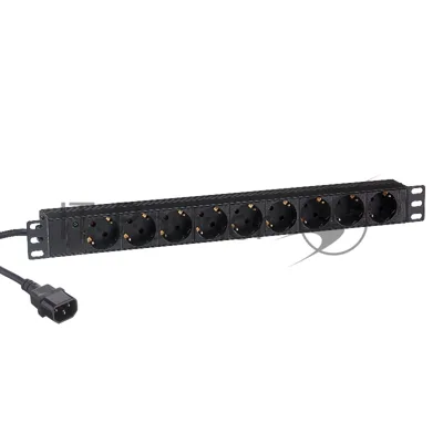 Блок розеток горизонтальный ExeGate ServerPro PDU-19H906 Al-9S-C14-2.5, 19", 1U, Алюминий, 9 Schuko, кабель с вилкой C14 VDE-250V-10A-3*1.5мм2, 2.5 метра, черный